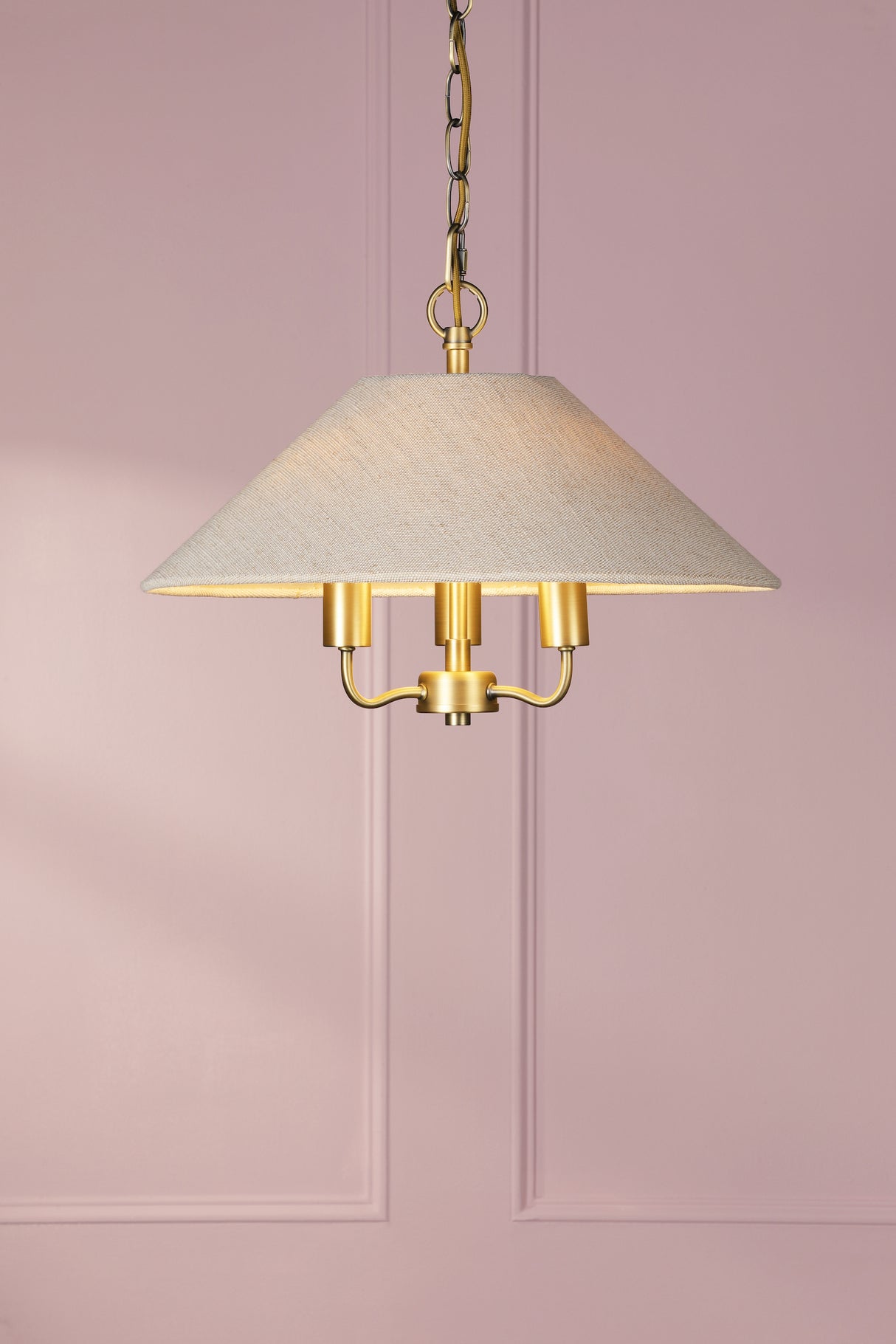 Laura Ashley Harland 3 Light Pendant Matt Antique Brass With Shade