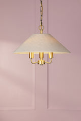 Laura Ashley Harland 3 Light Pendant Matt Antique Brass With Shade