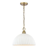 Laura Ashley Durford Large Pendant Matt Antique Brass and White