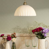 Laura Ashley Durford Large Pendant Matt Antique Brass and White