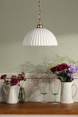 Laura Ashley Durford Large Pendant Matt Antique Brass and White