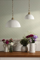 Laura Ashley Durford Large Pendant Matt Antique Brass and White