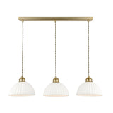 Laura Ashley Durford 3 Light Bar Pendant Matt Antique Brass and White Ceramic