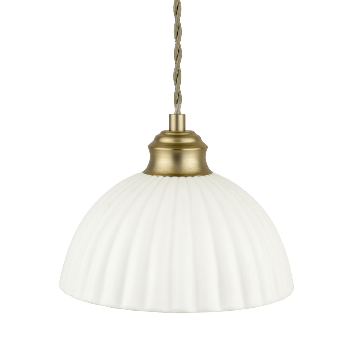 Laura Ashley Durford 3 Light Bar Pendant Matt Antique Brass and White Ceramic