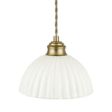 Laura Ashley Durford 3 Light Bar Pendant Matt Antique Brass and White Ceramic