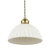 Laura Ashley Durford 3 Light Bar Pendant Matt Antique Brass and White Ceramic