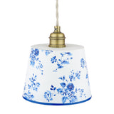 Laura Ashley China Rose Pendant Matt Blue and Matt Antique Brass