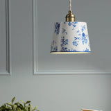 Laura Ashley China Rose Pendant Matt Blue and Matt Antique Brass