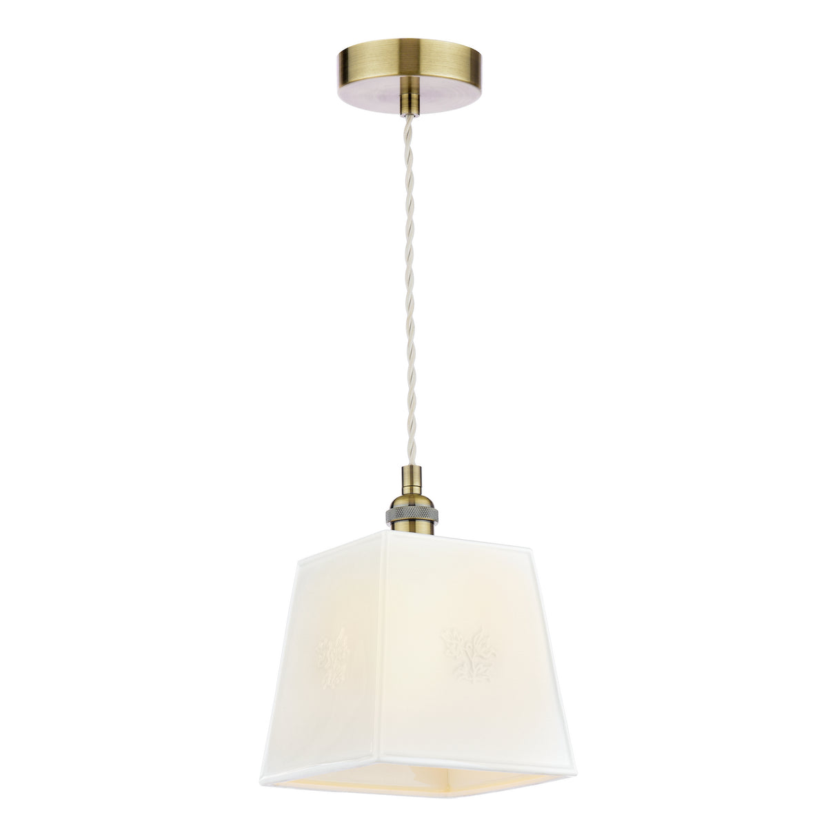 Laura Ashley Porcelain Square Pendant Cream and Antique Brass
