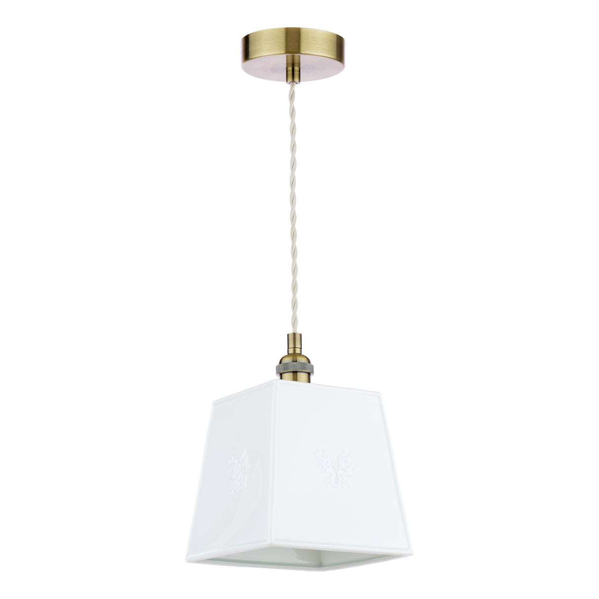 Laura Ashley Porcelain Square Pendant Cream and Antique Brass