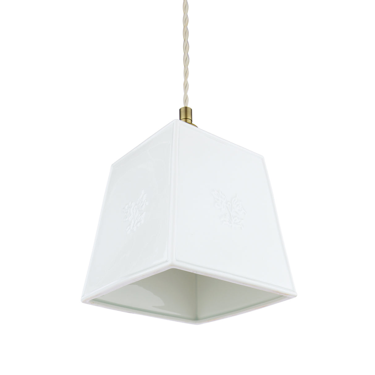 Laura Ashley Porcelain Square Pendant Cream and Antique Brass
