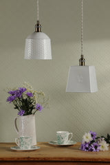 Laura Ashley Porcelain Square Pendant Cream and Antique Brass