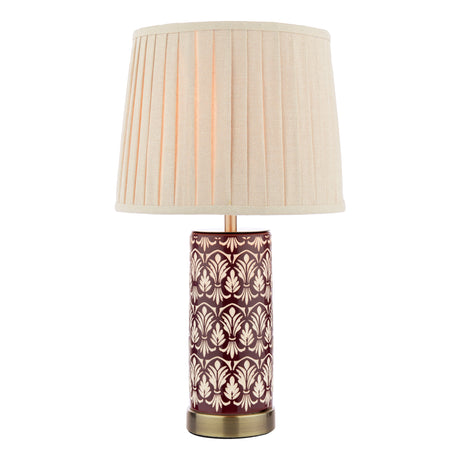 Laura Ashley Medlock Table Lamp Purple Ceramic and Antique Brass With Shade