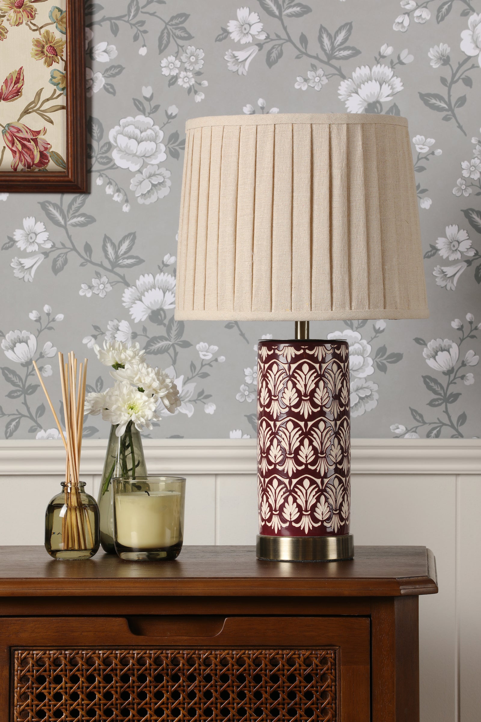 Laura Ashley Medlock Table Lamp Purple Ceramic & Antique Brass