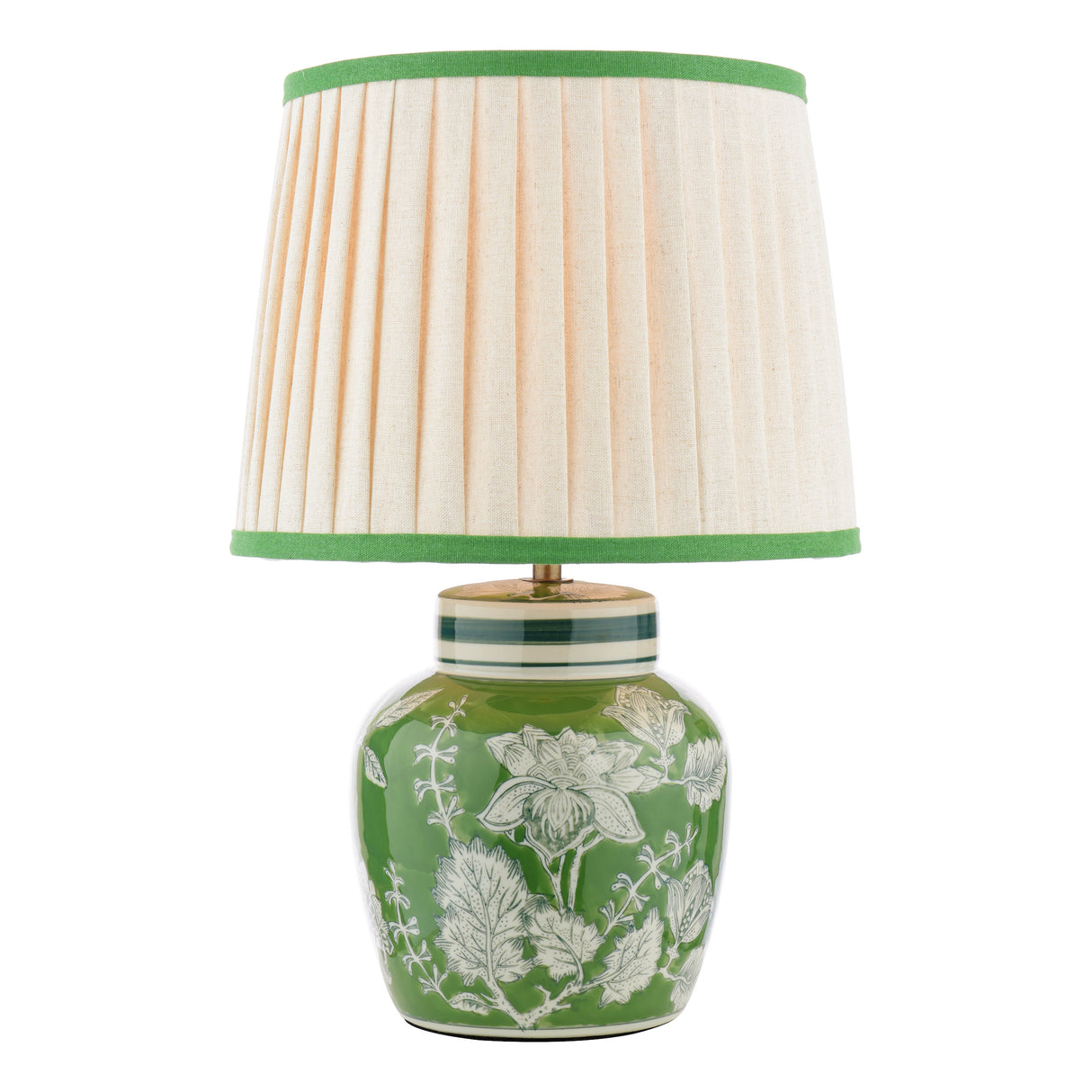 Laura Ashley Colwich Table Lamp Green Ceramic and Antique Brass With Shade