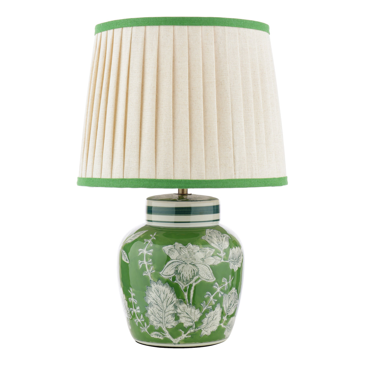 Laura Ashley Colwich Table Lamp Green Ceramic and Antique Brass With Shade