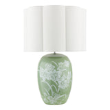 Laura Ashley Pashley Table Lamp Green Ceramic and Polished Chrome With Shade