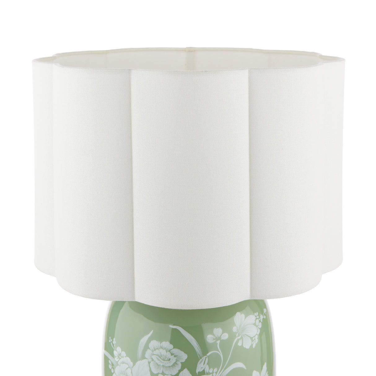 Laura Ashley Pashley Table Lamp Green Ceramic and Polished Chrome With Shade