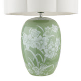 Laura Ashley Pashley Table Lamp Green Ceramic and Polished Chrome With Shade