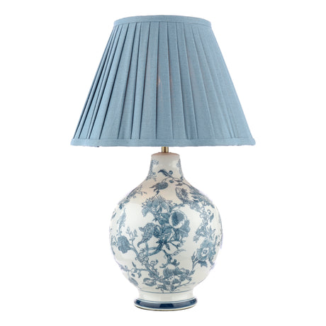 Laura Ashley Maltby Table Lamp Blue Ceramic and Antique Brass With Shade