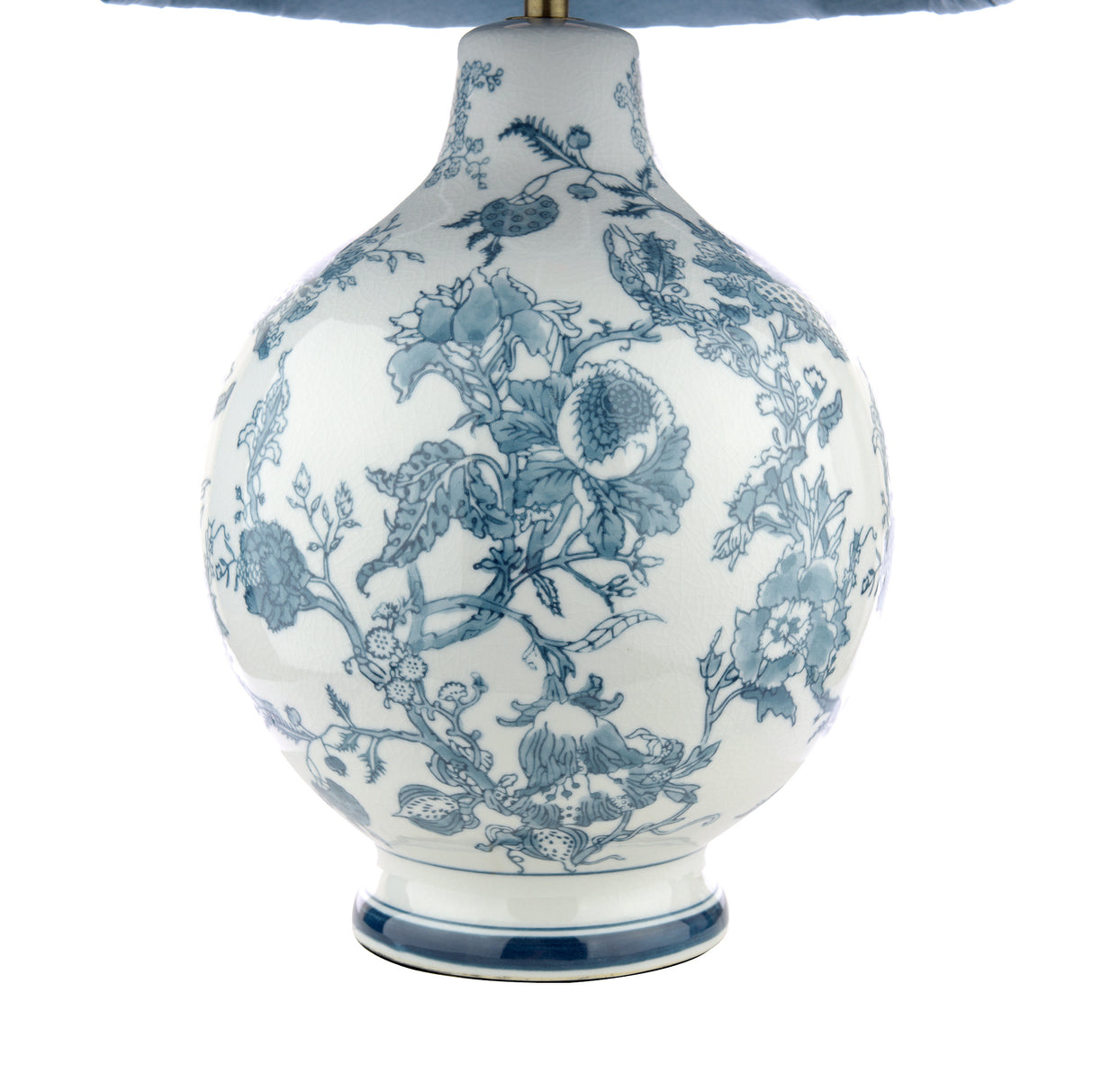 Laura Ashley Maltby Table Lamp Blue Ceramic and Antique Brass With Shade