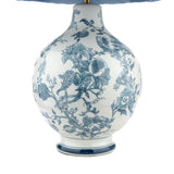 Laura Ashley Maltby Table Lamp Blue Ceramic and Antique Brass With Shade