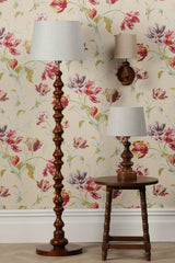 Laura Ashley Millbrook Floor Lamp Dark Wood and Industrial Brass Base Only