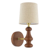 Laura Ashley Millbrook Wall Light Dark Wood and Industrial Brass With Shade