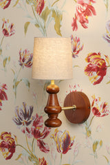 Laura Ashley Millbrook Wall Light Dark Wood and Industrial Brass With Shade