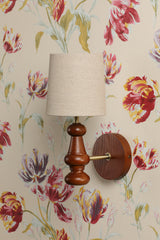Laura Ashley Millbrook Wall Light Dark Wood and Industrial Brass With Shade