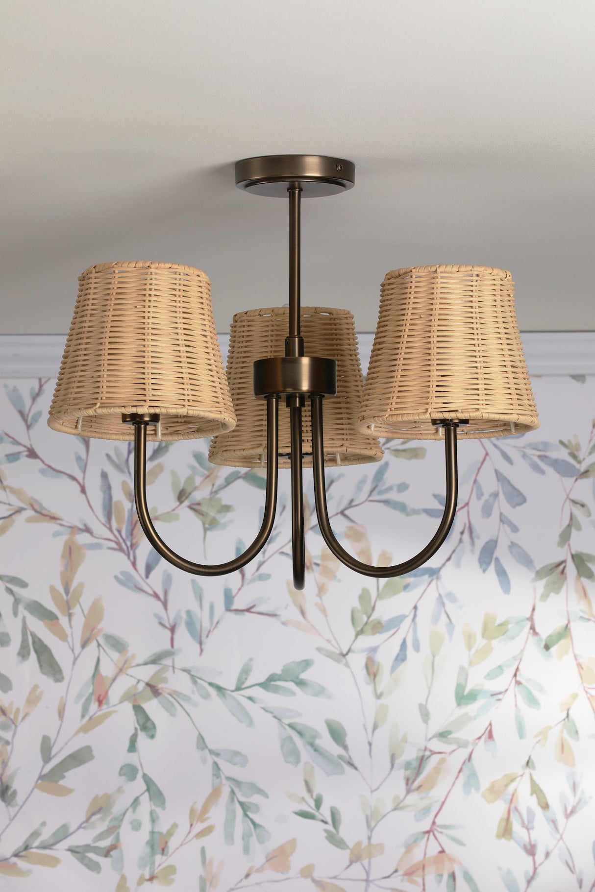 Laura Ashley Hasfield 3 Light Semi-Flush Satin Bronze With Shade