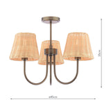 Laura Ashley Hasfield 3 Light Semi-Flush Satin Bronze With Shade