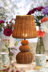 Laura Ashley Hasfield Rechargeable Table Lamp Natural Rattan With Shade LED