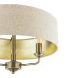 Laura Ashley Sorrento 3 Light Semi-Flush Matt Antique Brass With Natural Shade