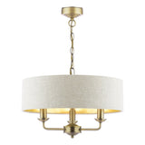 Laura Ashley Sorrento 3 Light Chandelier Matt Antique Brass With Natural Shade