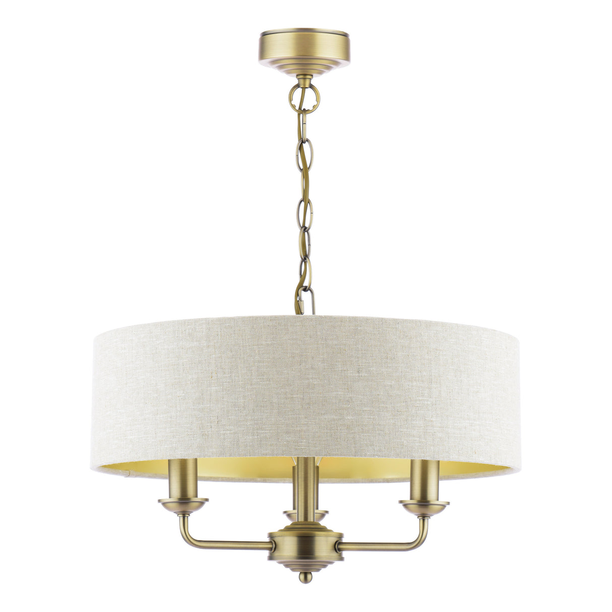 Laura Ashley Sorrento 3 Light Chandelier Matt Antique Brass With Natural Shade