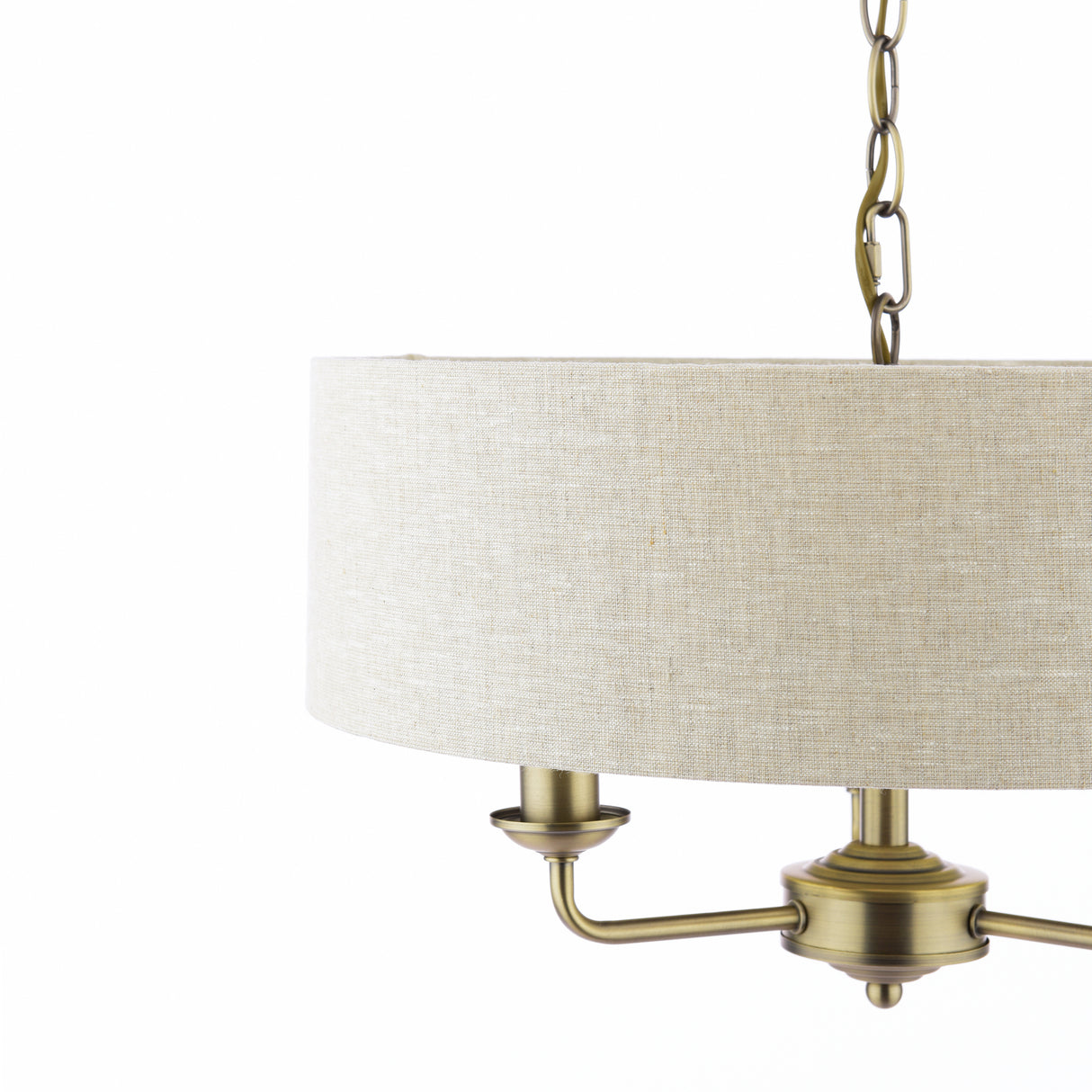 Laura Ashley Sorrento 3 Light Chandelier Matt Antique Brass With Natural Shade