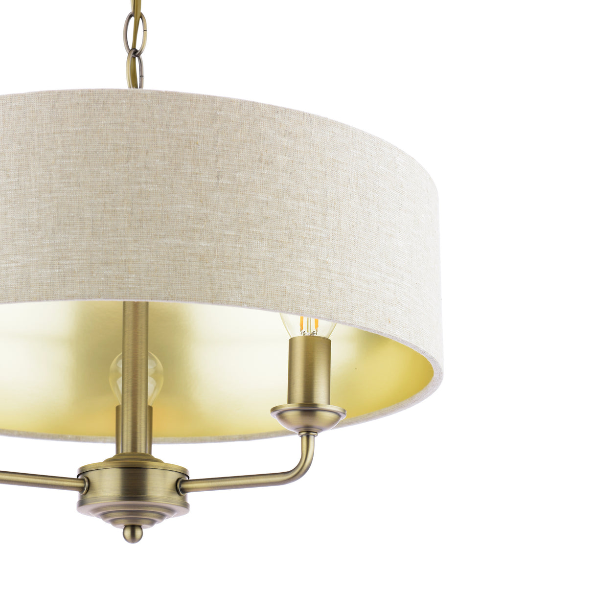 Laura Ashley Sorrento 3 Light Chandelier Matt Antique Brass With Natural Shade