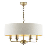 Laura Ashley Sorrento 6 Light Chandelier Matt Antique Brass With Natural Shade