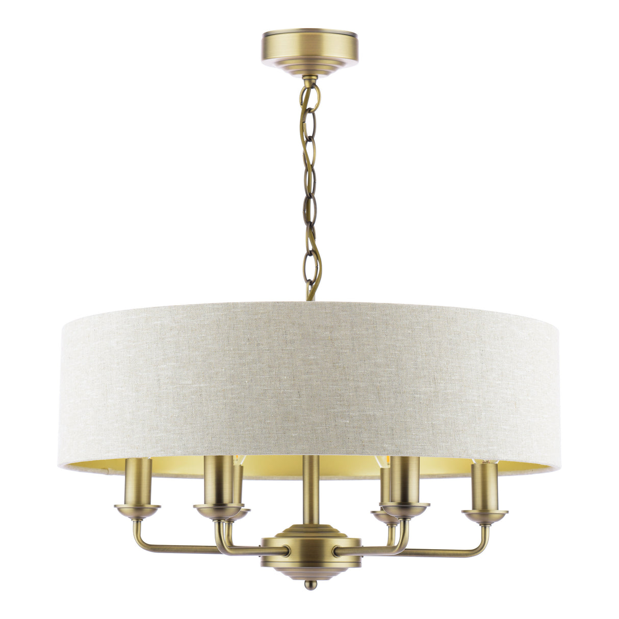 Laura Ashley Sorrento 6 Light Chandelier Matt Antique Brass With Natural Shade