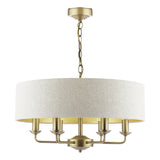 Laura Ashley Sorrento 6 Light Chandelier Matt Antique Brass With Natural Shade