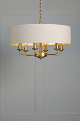 Laura Ashley Sorrento 6 Light Chandelier Matt Antique Brass With Natural Shade