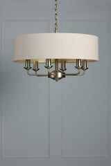 Laura Ashley Sorrento 6 Light Chandelier Matt Antique Brass With Natural Shade
