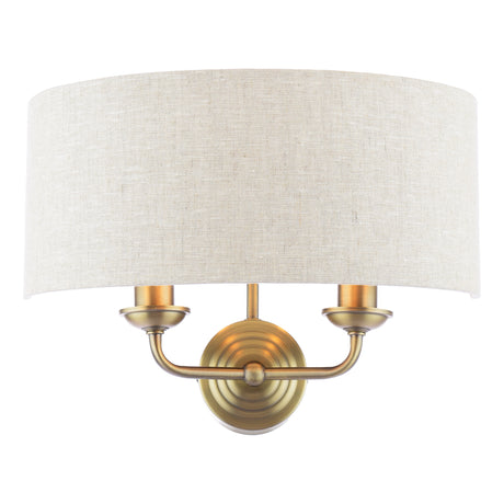Laura Ashley Sorrento 2 Light Wall Light Matt Antique Brass With Natural Shade
