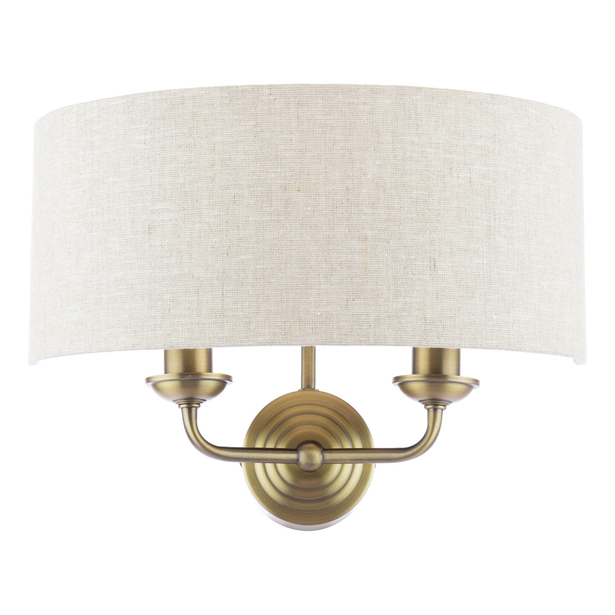 Laura Ashley Sorrento 2 Light Wall Light Matt Antique Brass With Natural Shade