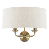 Laura Ashley Sorrento 2 Light Wall Light Matt Antique Brass With Natural Shade