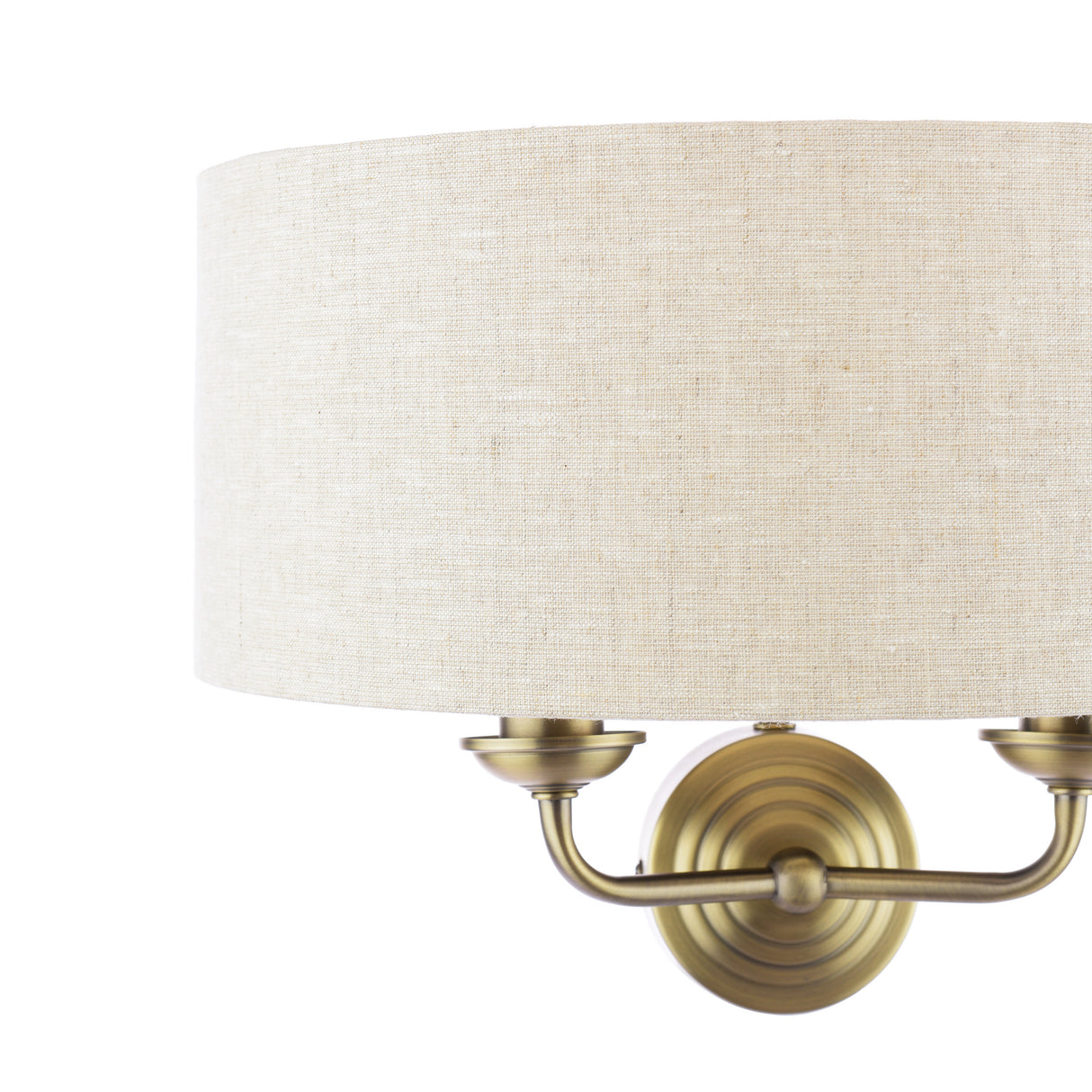 Laura Ashley Sorrento 2 Light Wall Light Matt Antique Brass With Natural Shade