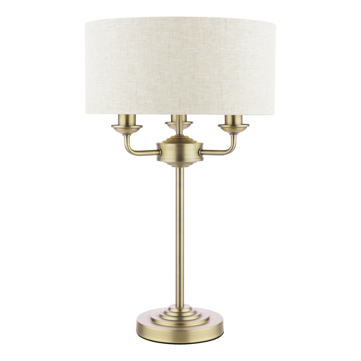 Laura Ashley Sorrento 3 Light Table Lamp Matt Antique Brass With Natural Shade