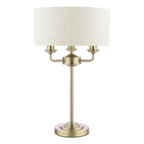 Laura Ashley Sorrento 3 Light Table Lamp Matt Antique Brass With Natural Shade