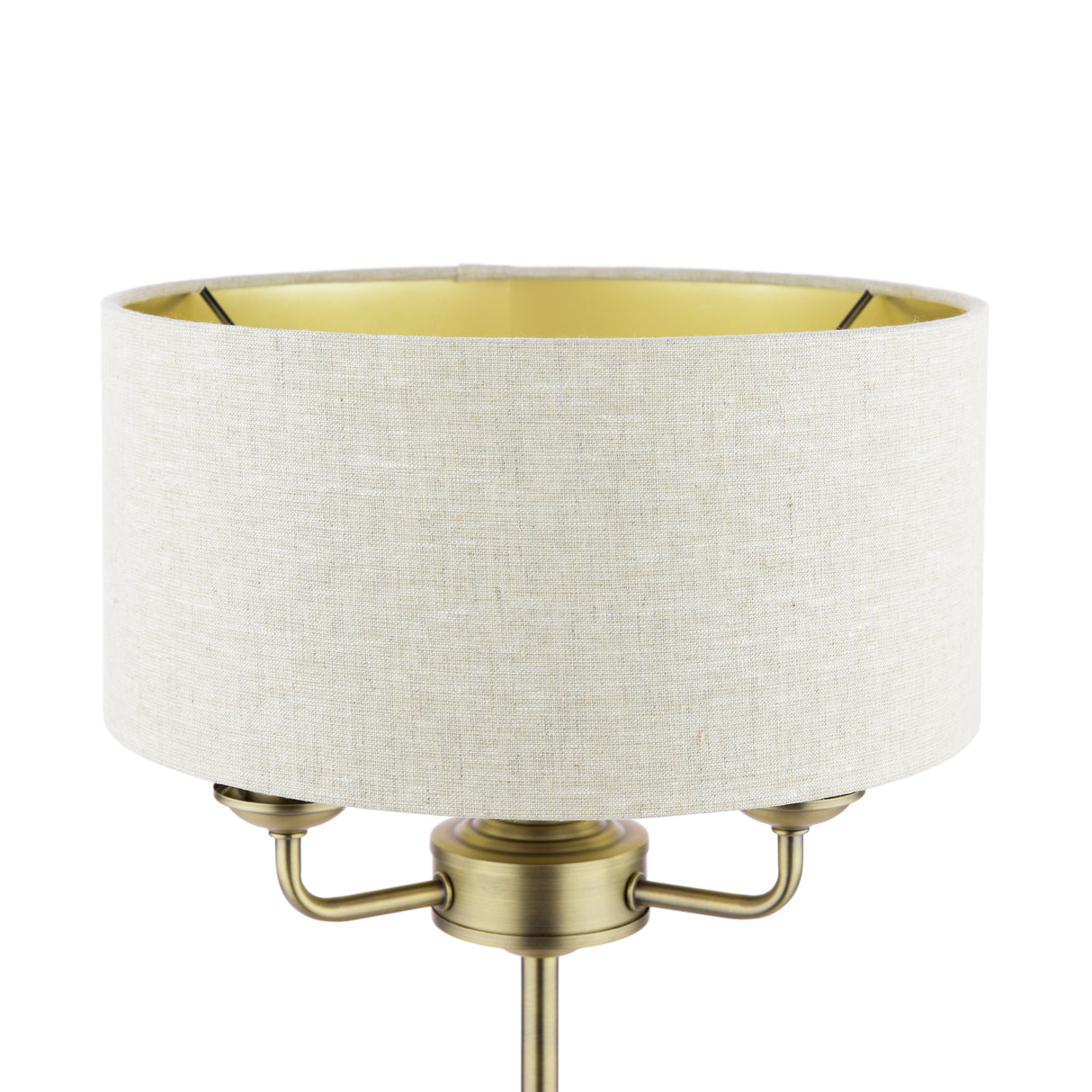 Laura Ashley Sorrento 3 Light Table Lamp Matt Antique Brass With Natural Shade